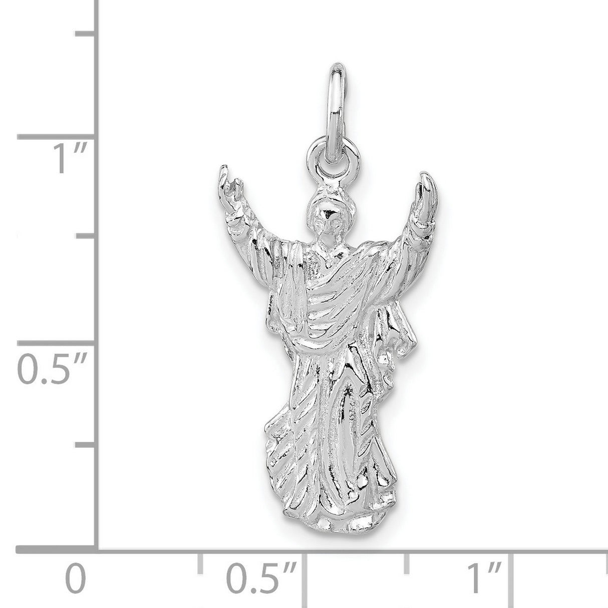 Sterling Silver Pendant with Robed Figure and Raised Arms, Christian Faith Symbol