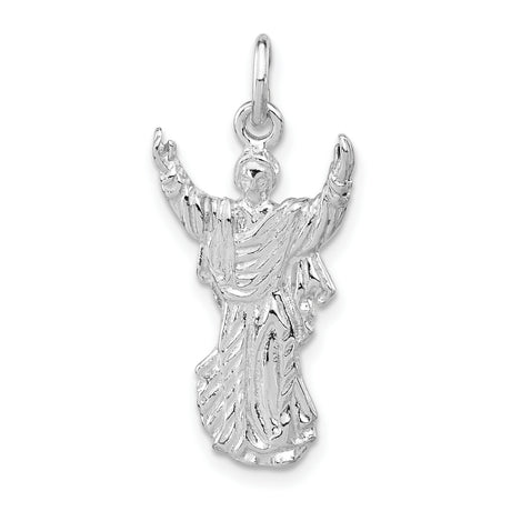Sterling Silver Pendant with Robed Figure and Raised Arms, Christian Faith Symbol