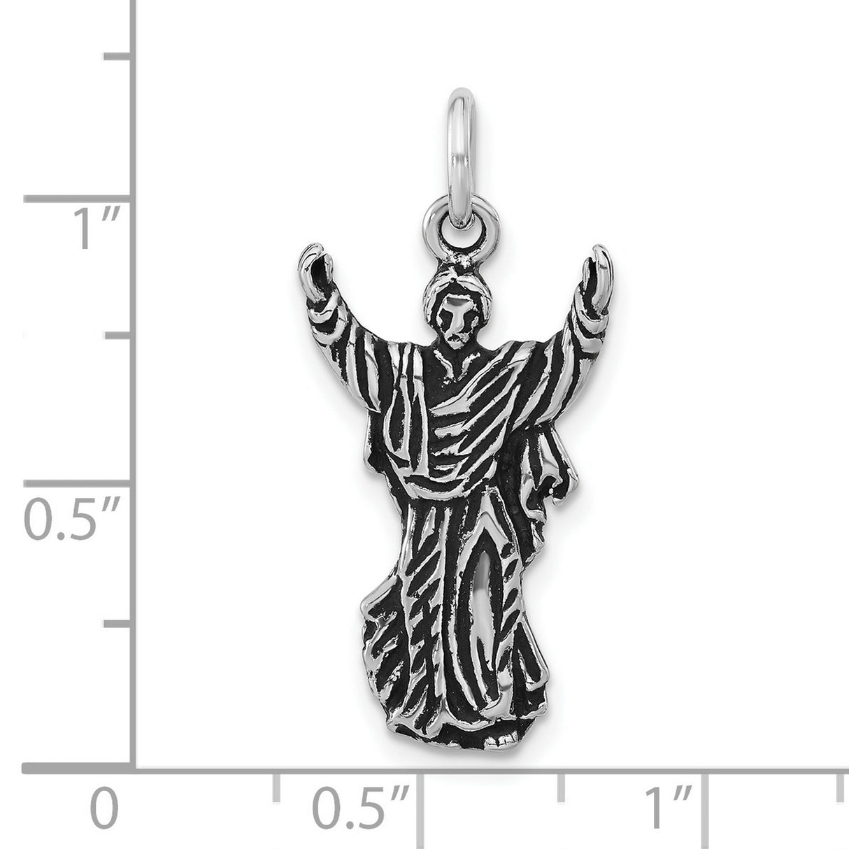 Sterling Silver Christian Pendant with Robed Figure and Raised Arms Symbolizing Faith and Resurrection