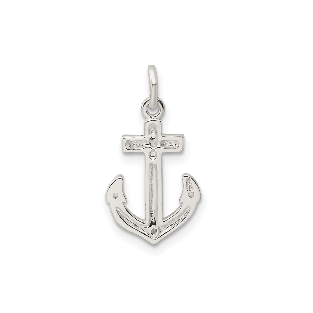 Sterling Silver Anchor Cross Pendant with Cubic Zirconia, Nautical Faith and Hope Design