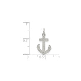 Sterling Silver Anchor Cross Pendant with Cubic Zirconia, Nautical Faith and Hope Design