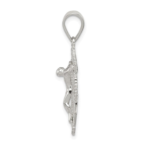 Sterling Silver Crucifix Cross Pendant with Anchor and Ship Wheel Details