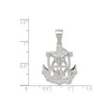 Sterling Silver Crucifix Cross Pendant with Anchor and Ship Wheel Details