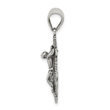 Sterling Silver Anchor Crucifix Pendant with Robed Jesus and Nautical Rope Accents