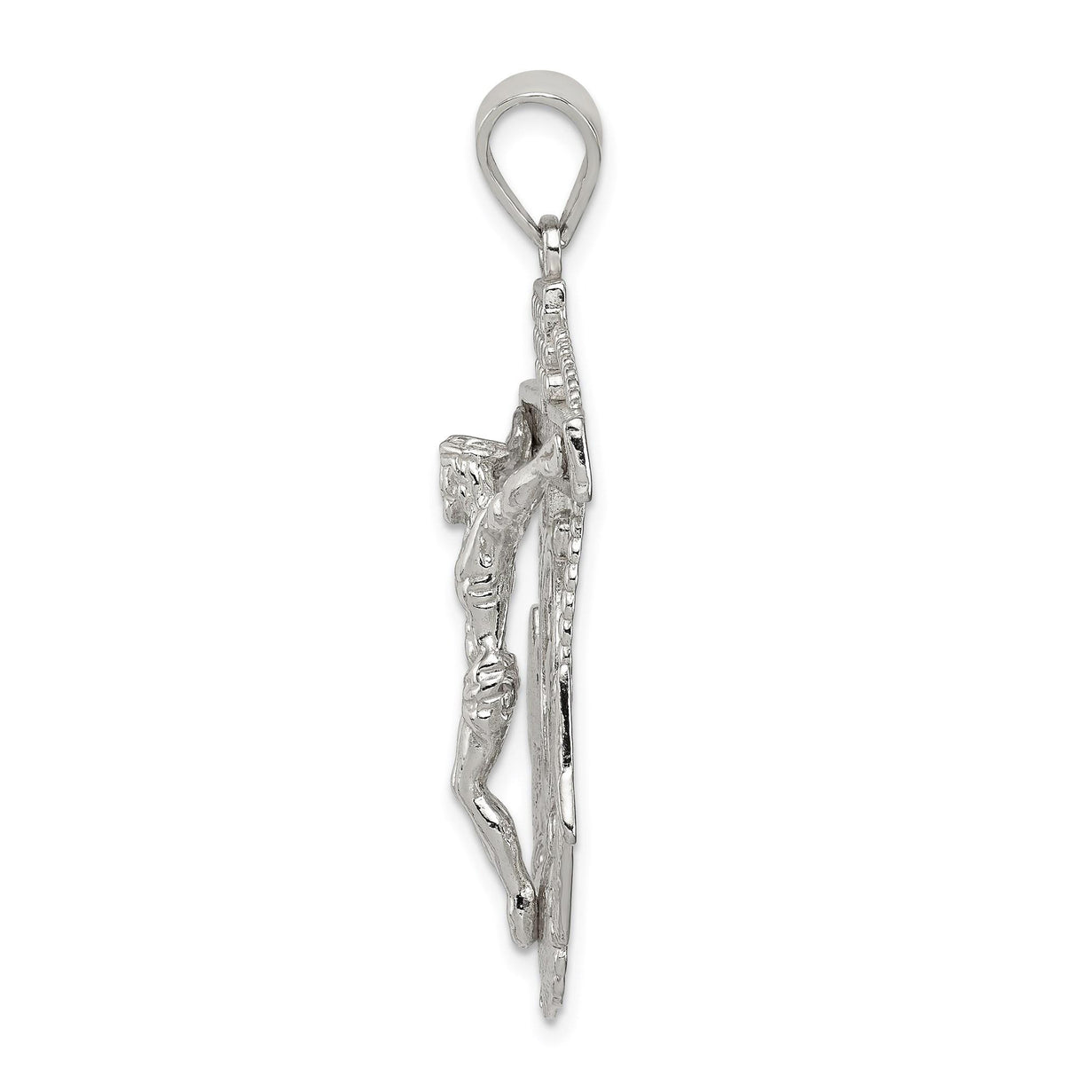 Sterling Silver Crucifix Anchor Cross Pendant with Nautical Maritime Rope Design