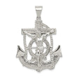 Sterling Silver Crucifix Anchor Cross Pendant with Nautical Maritime Rope Design