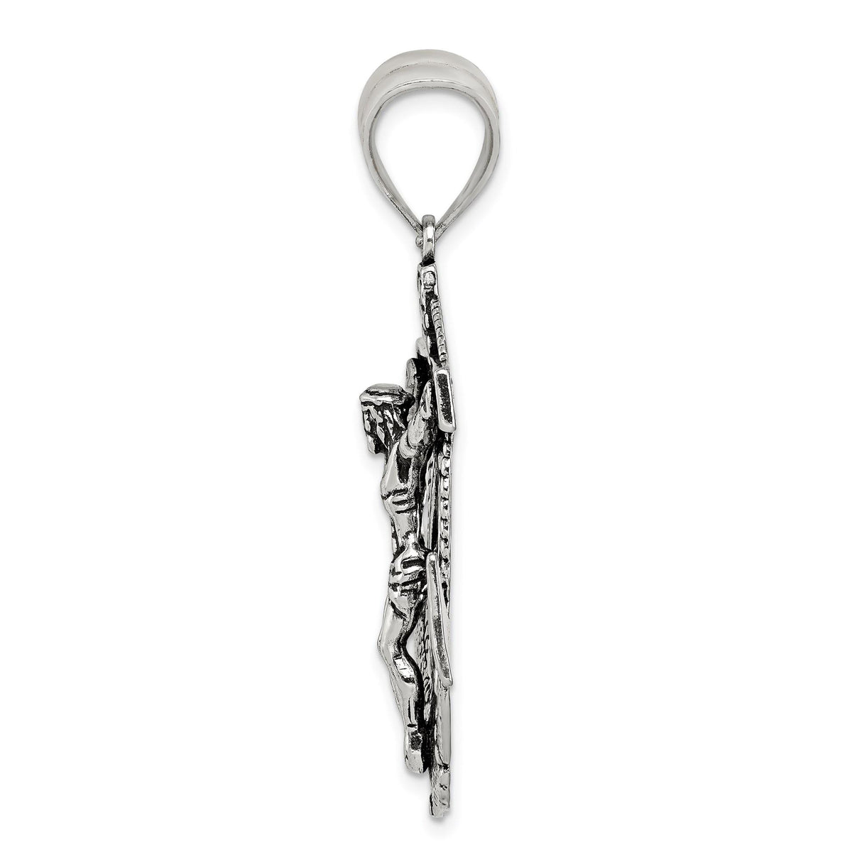 Sterling Silver Crucifix Cross Pendant with Jesus and Nautical Anchor Design