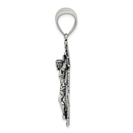 Sterling Silver Crucifix Cross Pendant with Jesus and Nautical Anchor Design