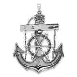 Sterling Silver Anchor Crucifix Pendant with Twined Rope Detail and Jesus Figure