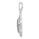 Sterling Silver Virgin Mary Pendant with Blue Cubic Zirconia, Catholic Religious Medal