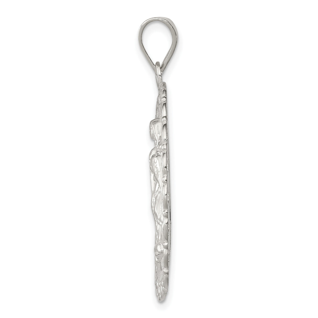 Sterling Silver Virgin Mary Pendant, Our Lady of Guadalupe Oval Medal, Catholic Religious Jewelry