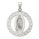 Sterling Silver Virgin Mary Pendant, Our Lady of Guadalupe Oval Medal, Catholic Religious Jewelry