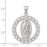 Sterling Silver Virgin Mary Pendant, Our Lady of Guadalupe Oval Medal, Catholic Religious Jewelry