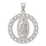 Sterling Silver Virgin Mary Pendant, Our Lady of Guadalupe Oval Medal, Catholic Religious Jewelry
