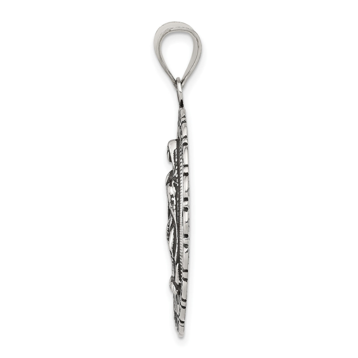 Sterling Silver Virgin Mary Pendant, Our Lady of Guadalupe Oval Medal, Catholic Religious Jewelry