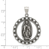 Sterling Silver Virgin Mary Pendant, Our Lady of Guadalupe Oval Medal, Catholic Religious Jewelry