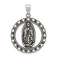 Sterling Silver Virgin Mary Pendant, Our Lady of Guadalupe Oval Medal, Catholic Religious Jewelry
