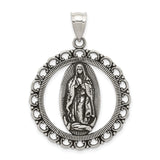Sterling Silver Virgin Mary Pendant, Our Lady of Guadalupe Oval Medal, Catholic Religious Jewelry