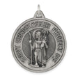 Antiqued and Brushed St. Christopher Medal Charm Pendant in Real 925 Sterling Silver