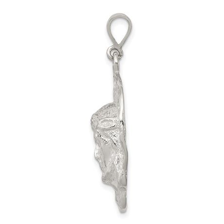 Sterling Silver Jesus Face Pendant with Crown of Thorns and Radiant Halo, Christian Charm