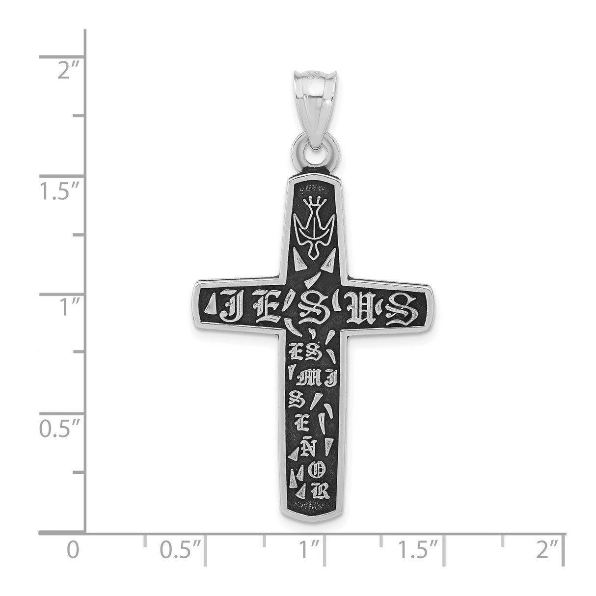 Sterling Silver Christian Pendant with Gothic Cross, Dove Detail, and Faith Charm