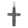 Sterling Silver Christian Pendant with Gothic Cross, Dove Detail, and Faith Charm