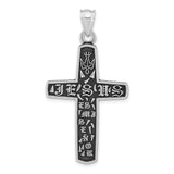 Sterling Silver Christian Pendant with Gothic Cross, Dove Detail, and Faith Charm