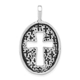 Sterling Silver Cross Pendant with Oval Cutout and Oxidized Rustic Finish