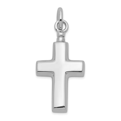 Sterling Silver Cross Pendant, Ash Holder Memorial Charm, Modern Faith Design for Men and Women