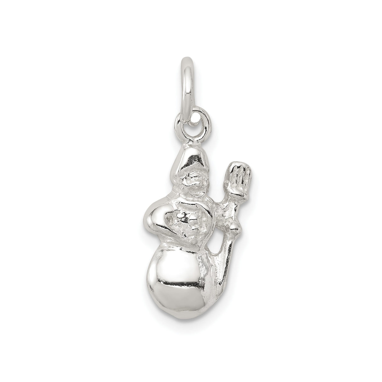 Sterling Silver Snowman Pendant with Raised Arm, Festive Holiday Charm for Women