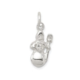 Sterling Silver Snowman Pendant with Raised Arm, Festive Holiday Charm for Women