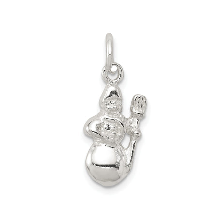 Sterling Silver Snowman Pendant with Raised Arm, Festive Holiday Charm for Women