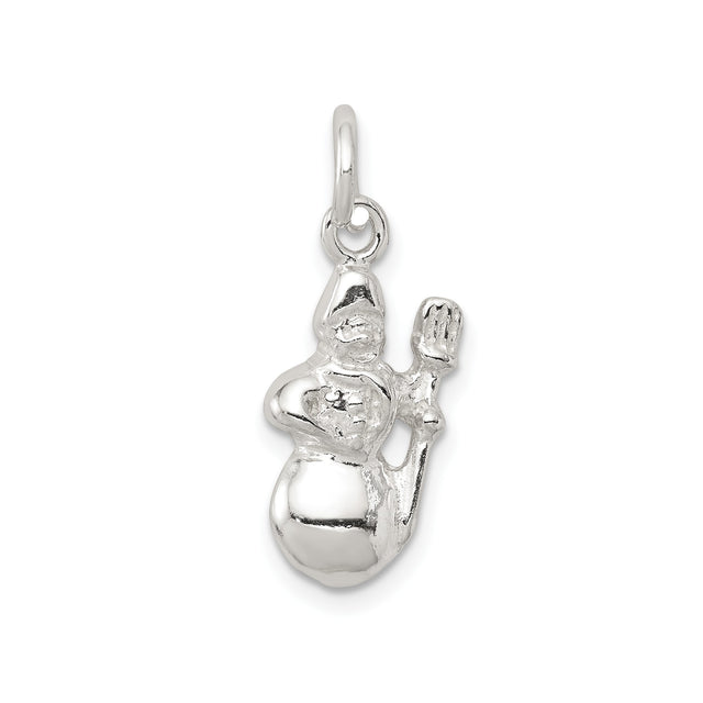 Sterling Silver Snowman Pendant with Raised Arm, Festive Holiday Charm for Women