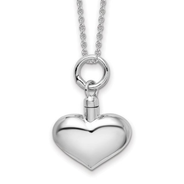 Puffy Heart Ash Holder Necklace Charm Pendant in Real 925 Sterling Silver