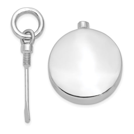 Sterling Silver Round Locket Pendant, High Polish Engravable Memorial Keepsake for Women or Unisex Wear