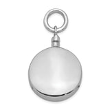 Sterling Silver Round Locket Pendant, High Polish Engravable Memorial Keepsake for Women or Unisex Wear