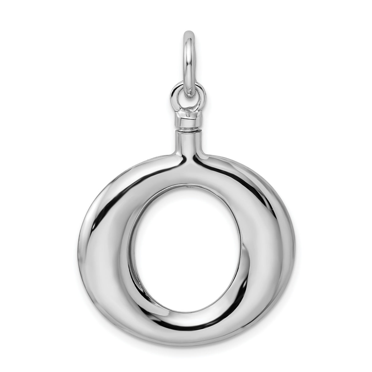 Polished Round Ash Holder Charm Pendant in Real 925 Sterling Silver