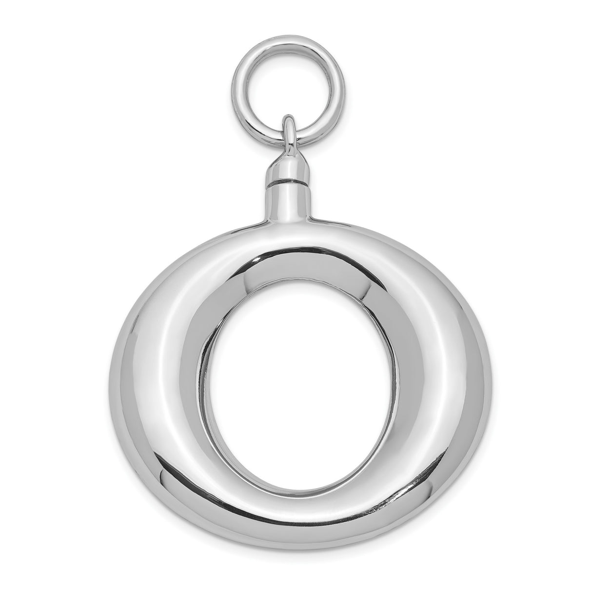 Polished Round Ash Holder Charm Pendant in Real 925 Sterling Silver