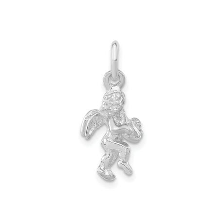 Sterling Silver Angel Pendant Featuring Winged Cherub Playing Horn, Christian Spiritual Jewelry