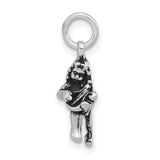 Antiqued Angel Playing Harp Charm Pendant in Real 925 Sterling Silver