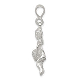 Sterling Silver Angel Pendant with Winged Cherub Holding Heart, Religious Jewelry for Women or Unisex Wear