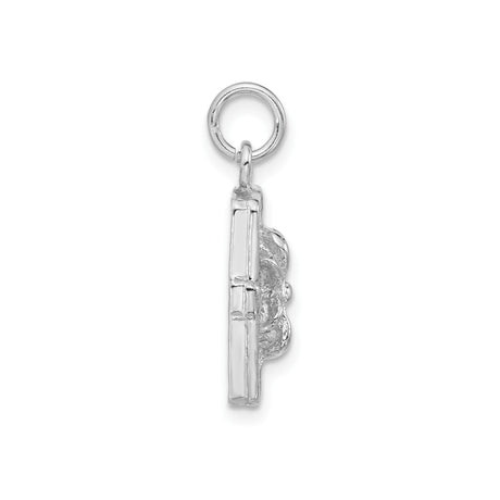 Sterling Silver Ribbon Box Pendant, Rectangular Charm with Detailed Design