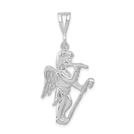 Sterling Silver Angel Pendant with Trumpet, Guardian Symbol of Faith and Protection
