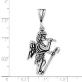 Antiqued Gabriel Blowing Trumpet Charm Pendant in Real 925 Sterling Silver