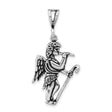 Antiqued Gabriel Blowing Trumpet Charm Pendant in Real 925 Sterling Silver