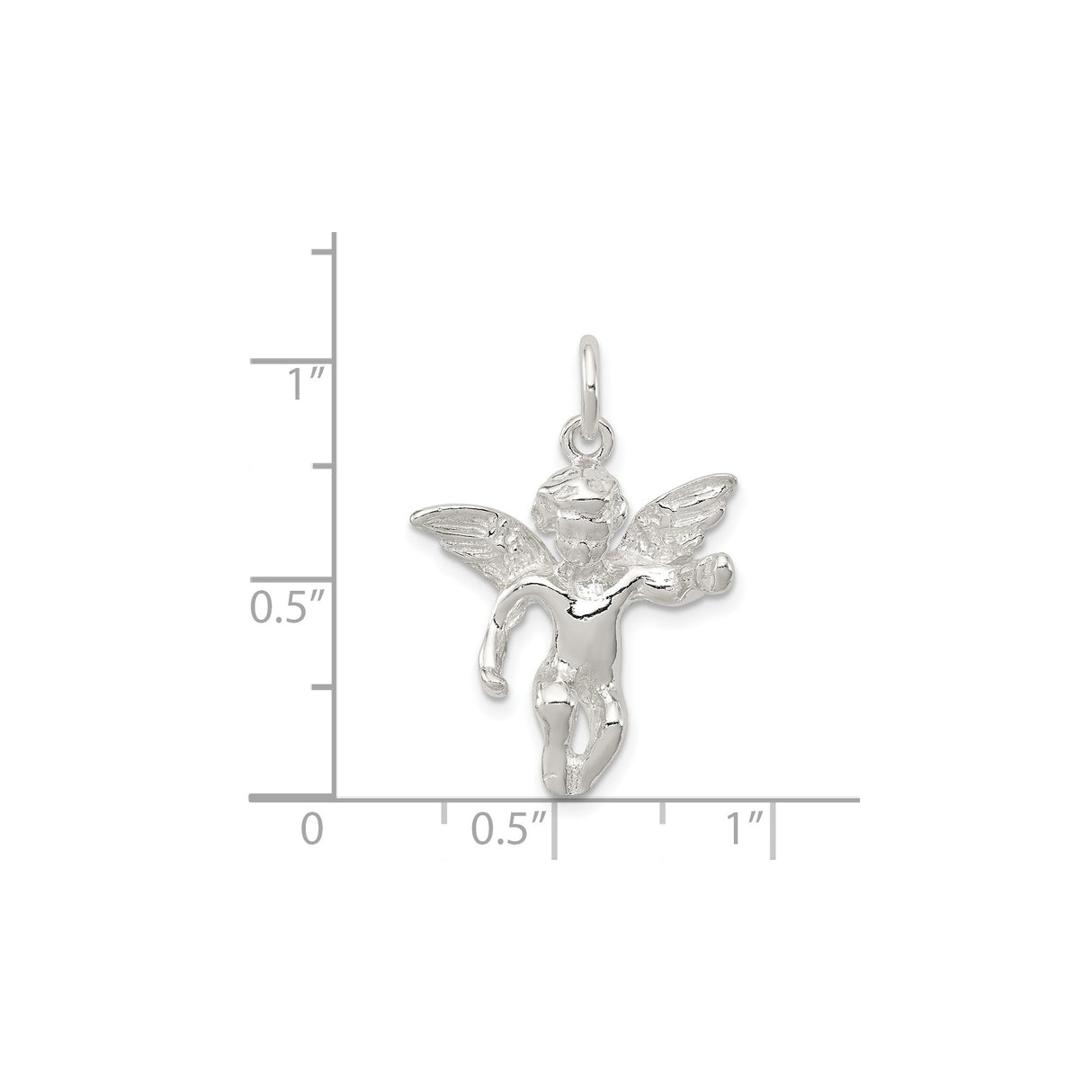 Sterling Silver Angel Pendant with 3D Winged Cherub, Religious Christian Jewelry for Women