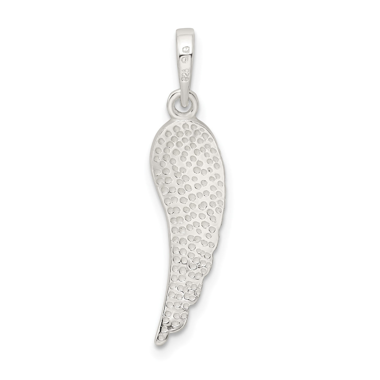 Sterling Silver Angel Wing Pendant with Feather Engraving, Spiritual Christian Remembrance Jewelry