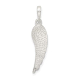 Sterling Silver Angel Wing Pendant with Feather Engraving, Spiritual Christian Remembrance Jewelry