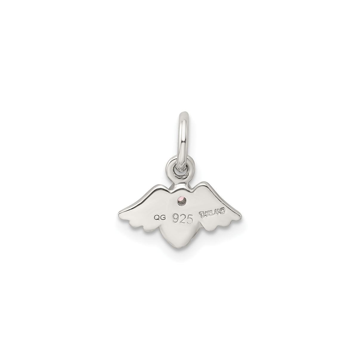 Sterling Silver Heart Pendant with Cubic Zirconia, Angel Wing Memorial Jewelry for Women