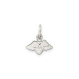 Sterling Silver Heart Pendant with Cubic Zirconia, Angel Wing Memorial Jewelry for Women